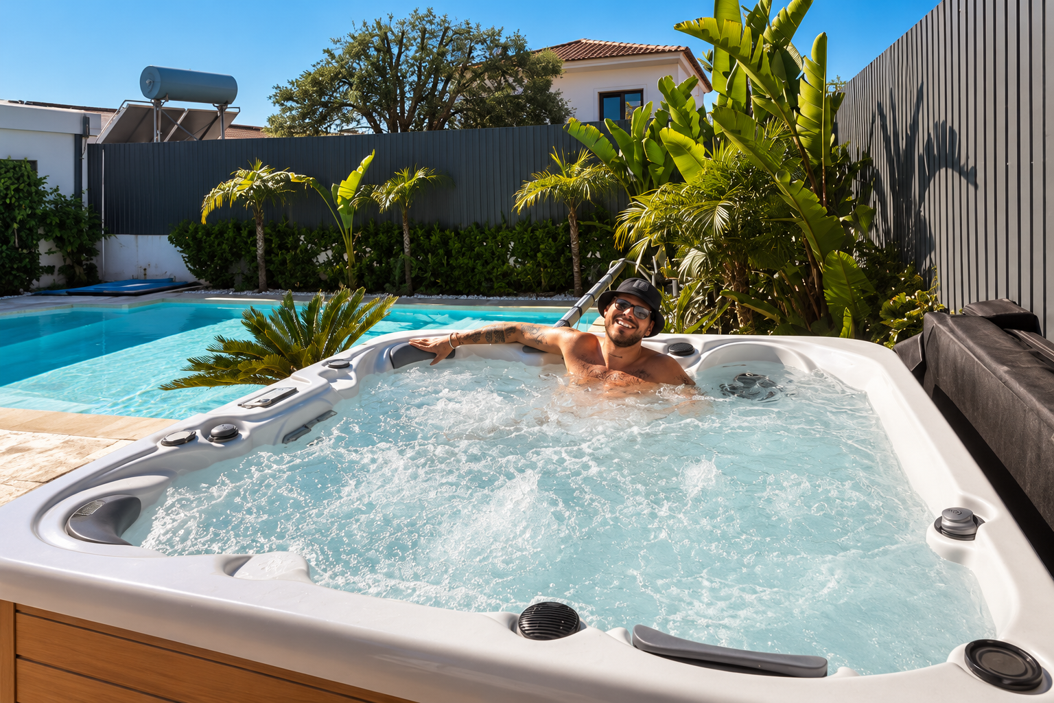 Spa HC 1 para DJ Hugel junto à piscina exterior